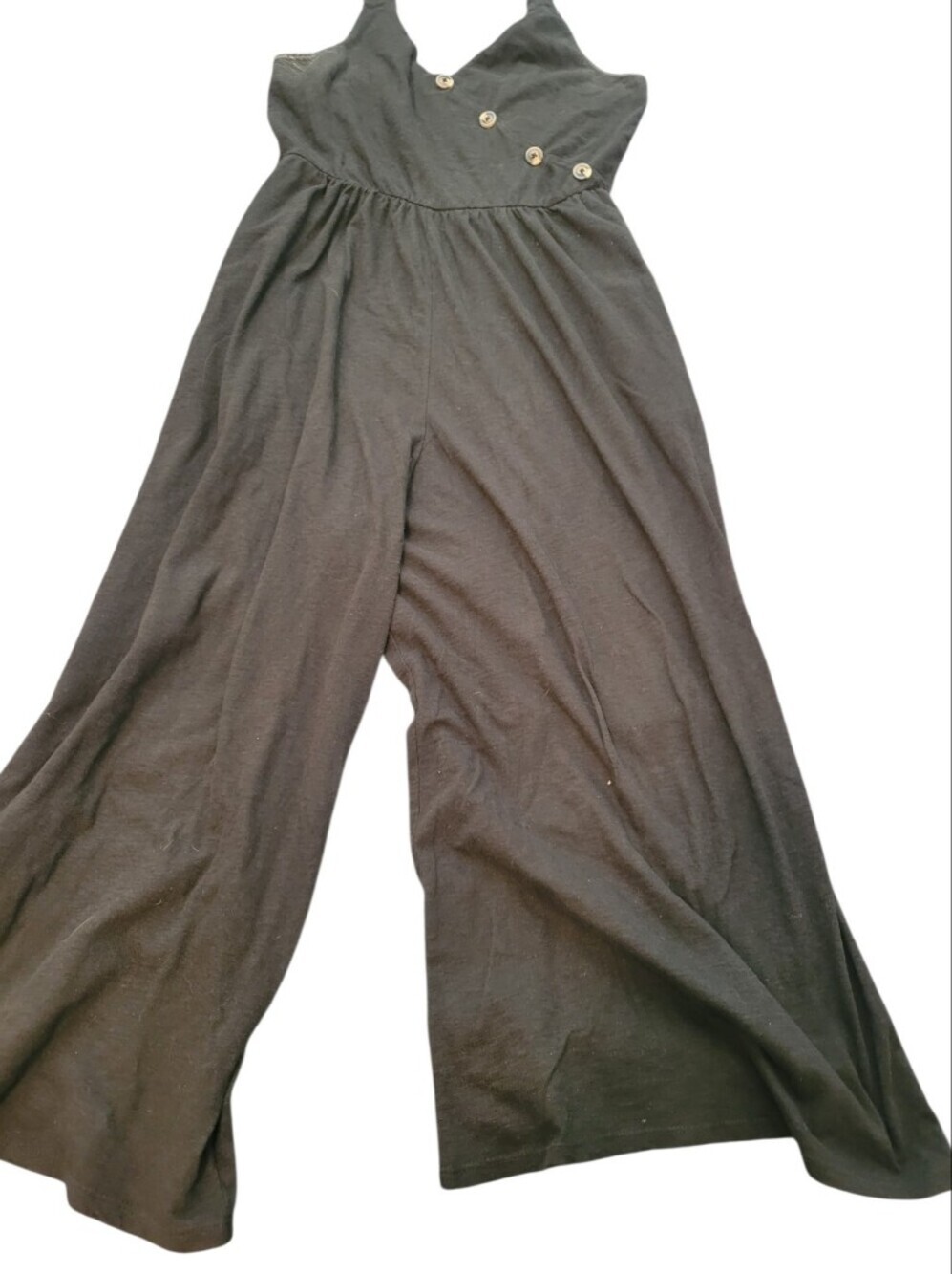 American Eagle Women’s L Black Wide Leg Jumpsuit Smocked Waist 100% Cotton